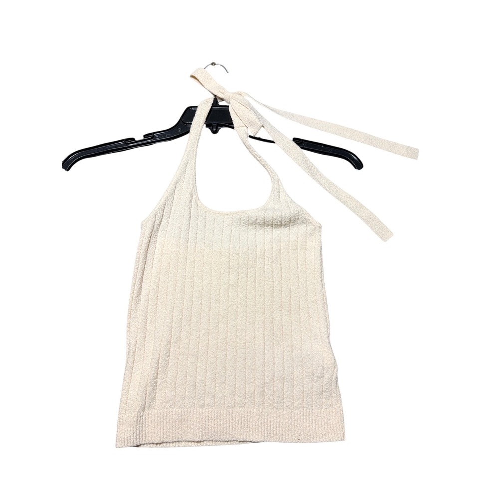 J.Crew Halter Top Women XS Ivory Excellent Ribbed Knit Cotton Blend BZ490